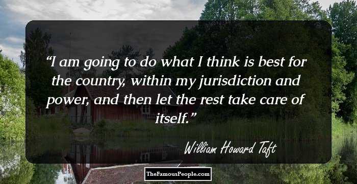 I am going to do what I think is best for the country, within my jurisdiction and power, and then let the rest take care of itself.
