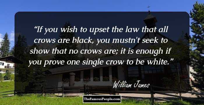 If you wish to upset the law that all crows are black, you mustn't seek to show that no crows are; it is enough if you prove one single crow to be white.