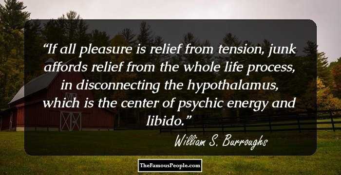 If all pleasure is relief from tension, junk affords relief from the whole life process, in disconnecting the hypothalamus, which is the center of psychic energy and libido.