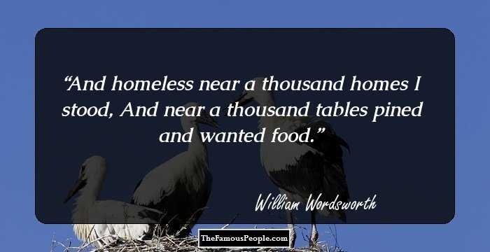 And homeless near a thousand homes I stood, And near a thousand tables pined and wanted food.