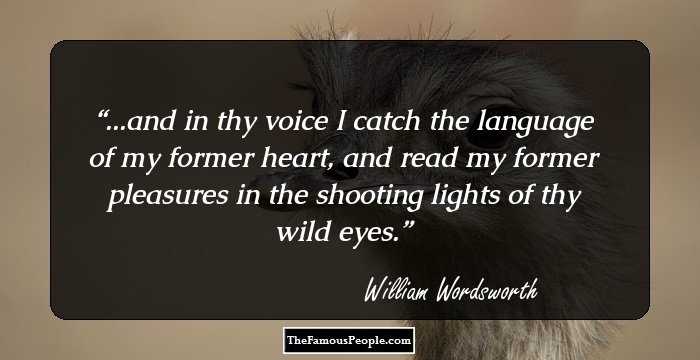...and in thy voice I catch the language of my former heart, and read my former pleasures in the shooting lights of thy wild eyes.